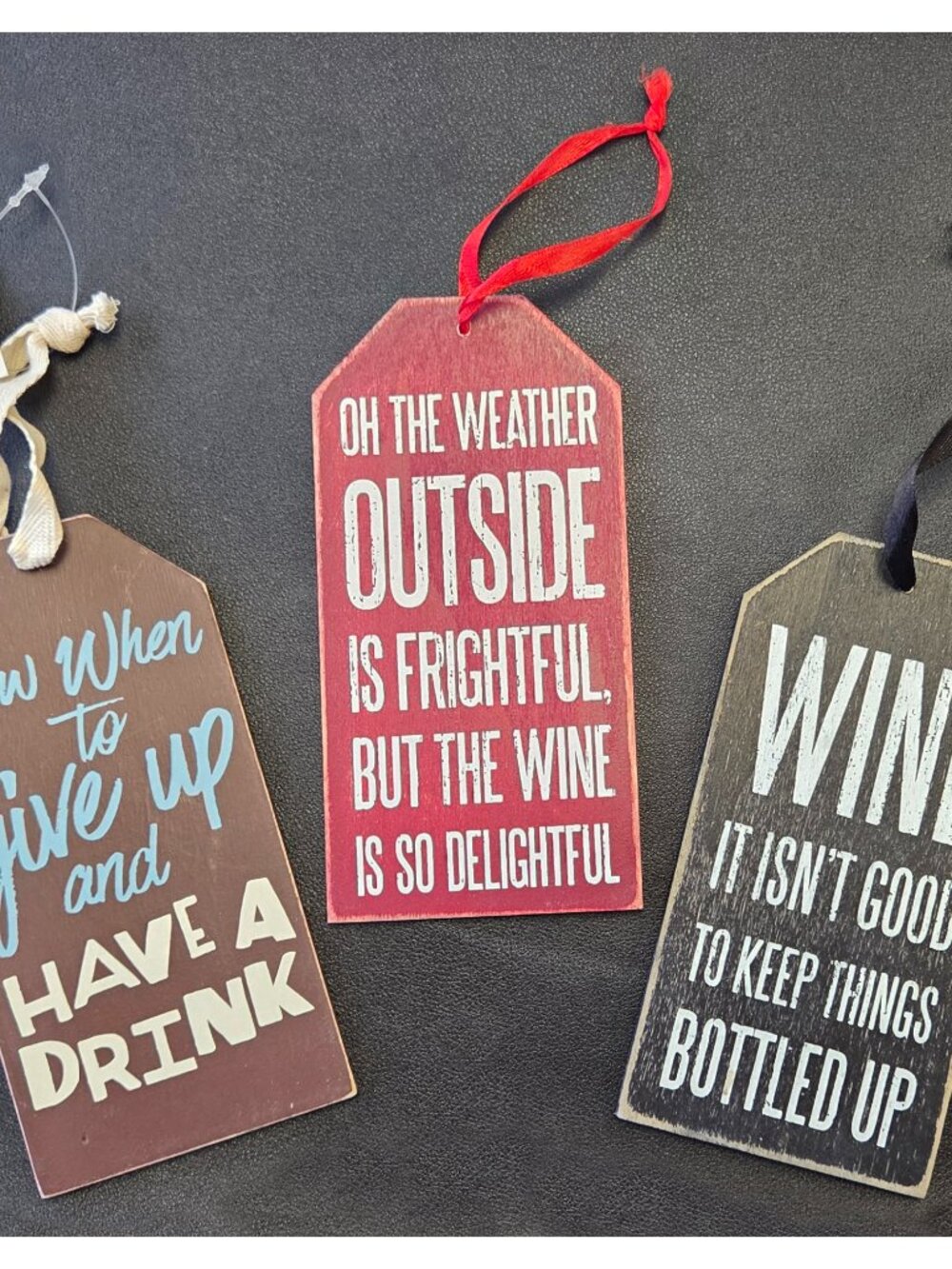 Lot of 3 WINE SIGNS all 6" x 3"